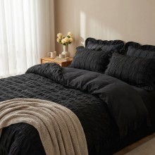Спален комплект чаршафи с драперия, от 6 части Кари - Черен