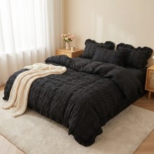 Спален комплект чаршафи с драперия, от 6 части Кари - Черен