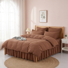 Луксозен спален комплект чаршафи от 6 части с драперия, Тоскани - Карамел Луксозен спален комплект чаршафи от 6 части с драперия, Тоскани - Карамел