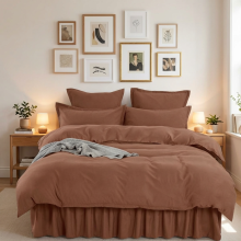 Луксозен спален комплект чаршафи от 6 части с драперия, Тоскани - Карамел Луксозен спален комплект чаршафи от 6 части с драперия, Тоскани - Карамел