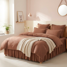 Луксозен спален комплект чаршафи от 6 части с драперия, Тоскани - Карамел Луксозен спален комплект чаршафи от 6 части с драперия, Тоскани - Карамел