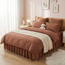 Луксозен спален комплект чаршафи от 6 части с драперия, Тоскани - Карамел Луксозен спален комплект чаршафи от 6 части с драперия, Тоскани - Карамел