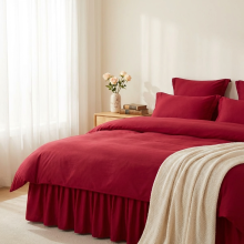 Луксозен спален комплект чаршафи от 6 части с драперия, Тоскани - Ягода Луксозен спален комплект чаршафи от 6 части с драперия, Тоскани - Ягода