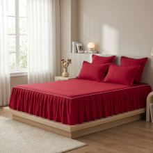 Луксозен спален комплект чаршафи от 6 части с драперия, Тоскани - Ягода Луксозен спален комплект чаршафи от 6 части с драперия, Тоскани - Ягода