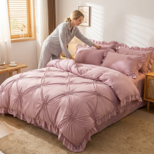 Луксозен спален комплект чаршафи от 4 части, Хармония - Пепел от рози