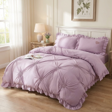 Луксозен спален комплект чаршафи от 4 части, Хармония - Лила