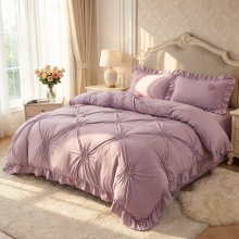 Луксозен спален комплект чаршафи от 4 части, Хармония - Лила