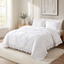 Луксозен спален комплект чаршафи от 4 части, Хармония - Бял