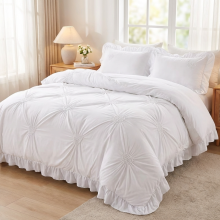 Луксозен спален комплект чаршафи от 4 части, Хармония - Бял