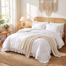 Луксозен спален комплект чаршафи от 4 части, Хармония - Бял