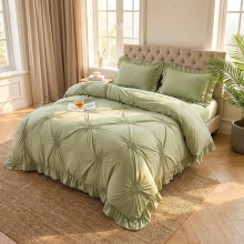 Луксозен спален комплект чаршафи от 4 части, Хармония - Зелен