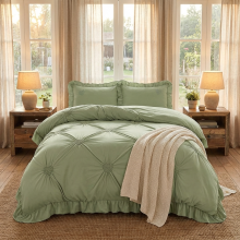 Луксозен спален комплект чаршафи от 4 части, Хармония - Зелен