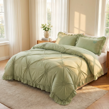 Луксозен спален комплект чаршафи от 4 части, Хармония - Зелен