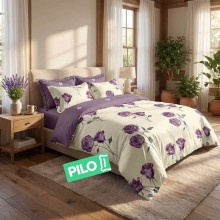 Спален комплект чаршафи от 6 части, Лилава роза