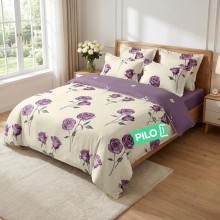Спален комплект чаршафи от 6 части, Лилава роза