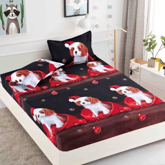 Спален комплект чаршафи с ластик от 3 части, Доги