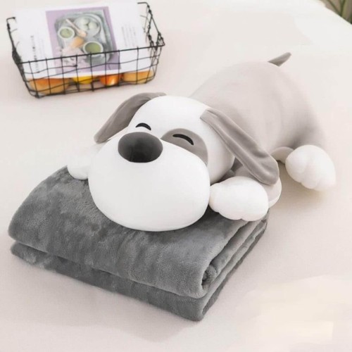 Плюшено одеяло играчка с размер 100x170, Куче - Сиво Плюшено одеяло играчка с размер 100x170, Куче - Сиво