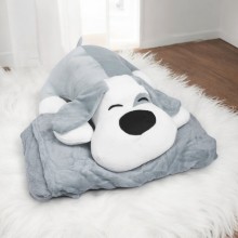 Плюшено одеяло играчка с размер 100x170, Куче - Сиво Плюшено одеяло играчка с размер 100x170, Куче - Сиво