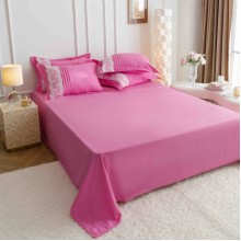 Луксозен спален комплект чаршафи от 6 части, Хармония - Розов