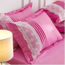 Луксозен спален комплект чаршафи от 6 части, Хармония - Розов