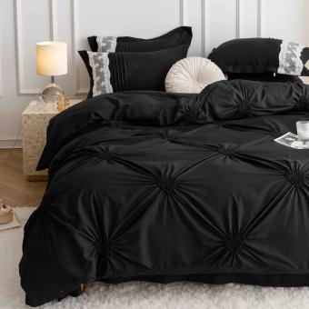 Луксозен спален комплект чаршафи от 6 части, Хармония - Черен