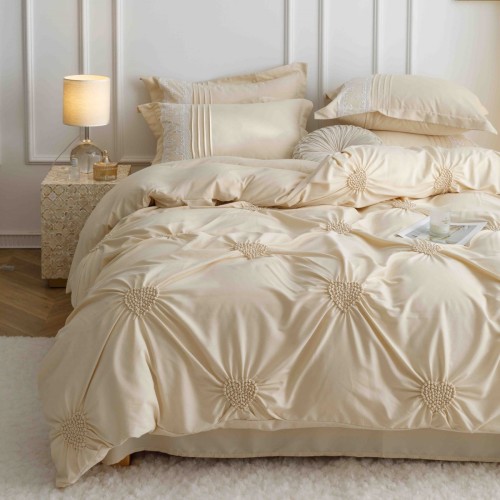 Луксозен спален комплект чаршафи от 6 части, Хармония - Крем Луксозен спален комплект чаршафи от 6 части, Хармония - Крем