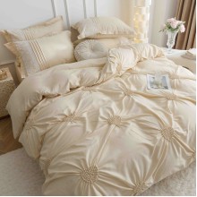 Луксозен спален комплект чаршафи от 6 части, Хармония - Крем Луксозен спален комплект чаршафи от 6 части, Хармония - Крем