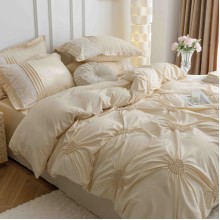Луксозен спален комплект чаршафи от 6 части, Хармония - Крем Луксозен спален комплект чаршафи от 6 части, Хармония - Крем
