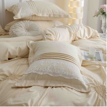 Луксозен спален комплект чаршафи от 6 части, Хармония - Крем Луксозен спален комплект чаршафи от 6 части, Хармония - Крем