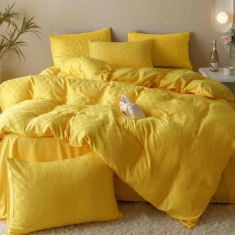 Луксозен спален комплект чаршафи от 6 части, Жакард - Пчела