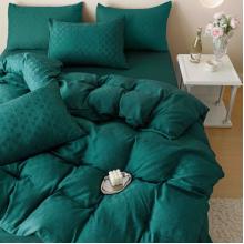 Луксозен спален комплект чаршафи от 6 части, Жакард - Платина