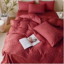 Луксозен спален комплект чаршафи от 6 части, Жакард - Виолетово