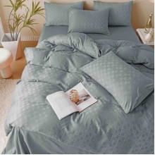 Луксозен спален комплект чаршафи от 6 части, Жакард - Пастел
