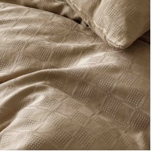 Луксозен спален комплект чаршафи от 6 части, Жакард - Кафяв