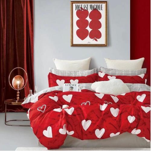 Спален комплект чаршафи, 100% памук, от 6 части, Любовна фиеста