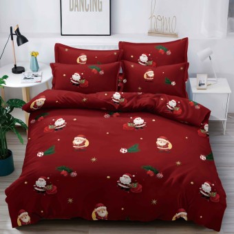  Коледен спален комплект чаршафи - Хепи, 100% памук, от 6 части