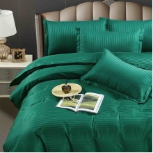 Спален комплект чаршафи, 100% памук, от 6 части с ластик, Дамаска - Зелен