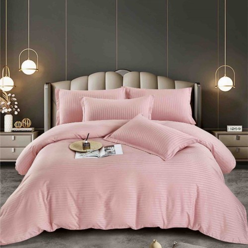 Спален комплект чаршафи от 6 части с ластик - Дамаска - Розов