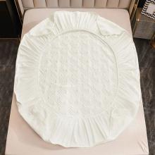 Спален комплект чаршафи с ластик, 100% памук от 3 части, Кадифе - Снежи