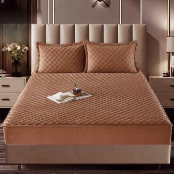 Спален комплект чаршафи с ластик, 100% памук от 3 части, Кадифе - Карамел