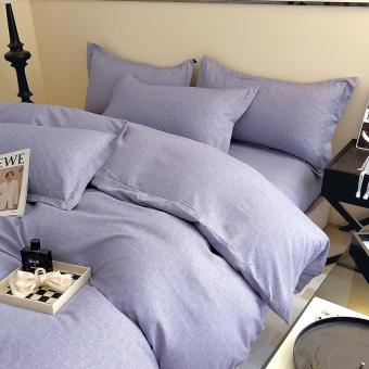 Спален комплект чаршафи с ластик, 100% памук от 6 части, Тереза - Лила