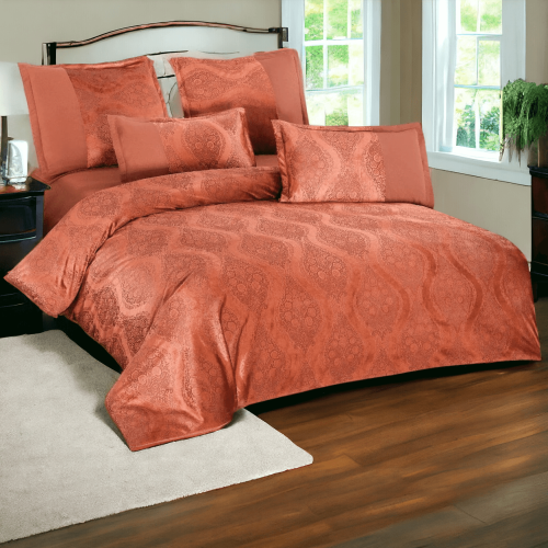Спален комплект чаршафи, Памучно кадифе, от 6 части - Оранж