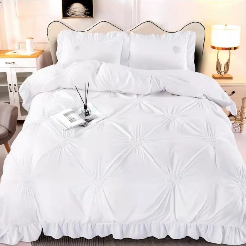 Луксозен спален комплект чаршафи от 4 части, Хармония - Бял