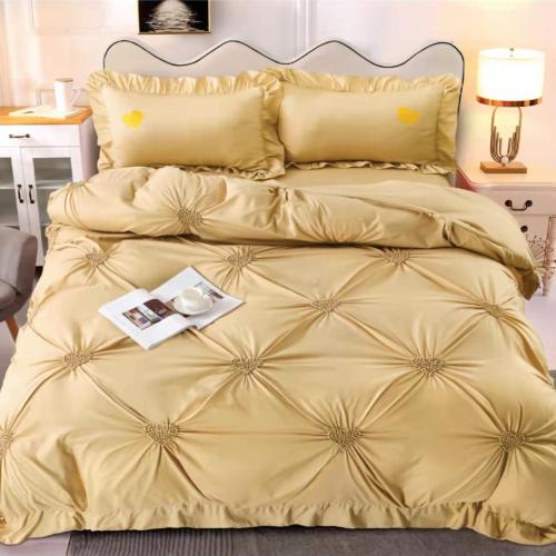 Луксозен спален комплект чаршафи от 4 части, Хармония - Жълт