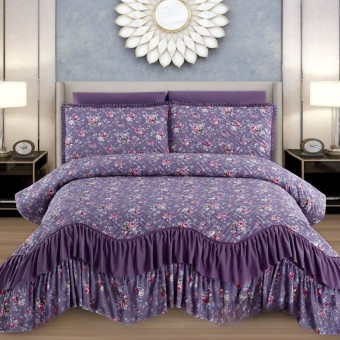 Кувертюра за спалня Клара - Виолетово, 100% памук, от 3 части
