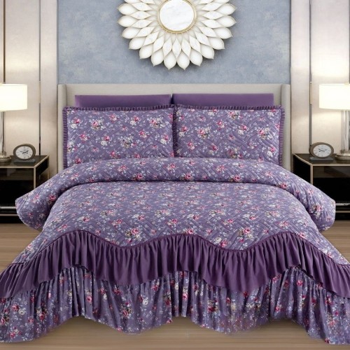 Кувертюра за спалня Клара - Виолетово, 100% памук, от 3 части