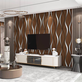 Самозалепващ 3D тапети 68х68, страйп - кафеви, 5 броя
