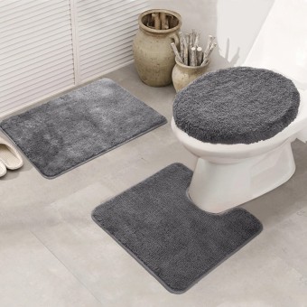 Практичен комплект килими за баня от 3 части