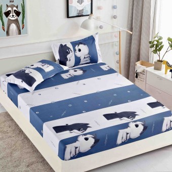Спален комплект чаршафи с ластик, 100% памук от 3 части Ин - Ян