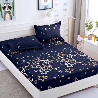 Спален комплект чаршафи с ластик, 100% памук от 3 части, Звездички